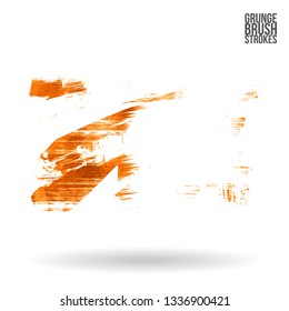 Orange brush stroke and texture. Grunge vector abstract hand - painted element. Underline and border design.