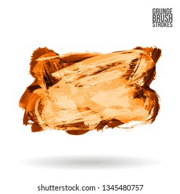 Orange brush stroke and texture. Grunge vector abstract hand - painted element. Underline and border design.