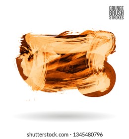 Orange brush stroke and texture. Grunge vector abstract hand - painted element. Underline and border design.