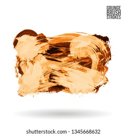 Orange brush stroke and texture. Grunge vector abstract hand - painted element. Underline and border design.