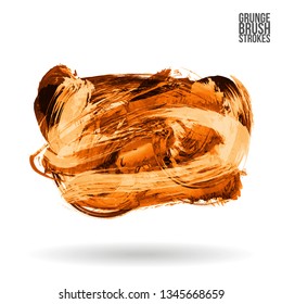 Orange brush stroke and texture. Grunge vector abstract hand - painted element. Underline and border design.