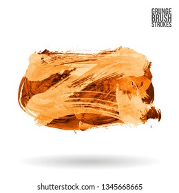Orange brush stroke and texture. Grunge vector abstract hand - painted element. Underline and border design.