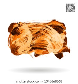 Orange brush stroke and texture. Grunge vector abstract hand - painted element. Underline and border design.