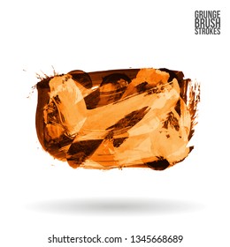 Orange brush stroke and texture. Grunge vector abstract hand - painted element. Underline and border design.