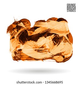 Orange brush stroke and texture. Grunge vector abstract hand - painted element. Underline and border design.