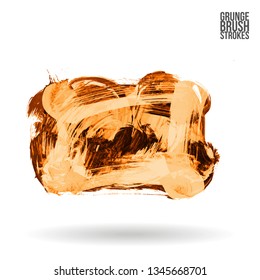 Orange brush stroke and texture. Grunge vector abstract hand - painted element. Underline and border design.