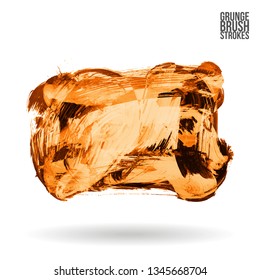 Orange brush stroke and texture. Grunge vector abstract hand - painted element. Underline and border design.