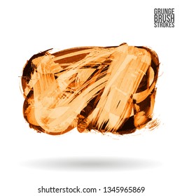 Orange brush stroke and texture. Grunge vector abstract hand - painted element. Underline and border design.