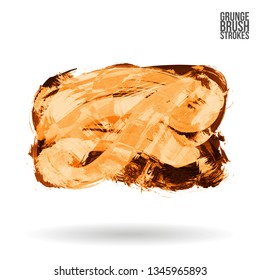 Orange brush stroke and texture. Grunge vector abstract hand - painted element. Underline and border design.