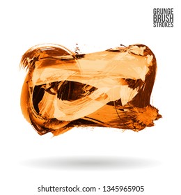 Orange brush stroke and texture. Grunge vector abstract hand - painted element. Underline and border design.