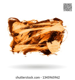 Orange brush stroke and texture. Grunge vector abstract hand - painted element. Underline and border design.