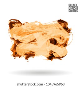 Orange brush stroke and texture. Grunge vector abstract hand - painted element. Underline and border design.