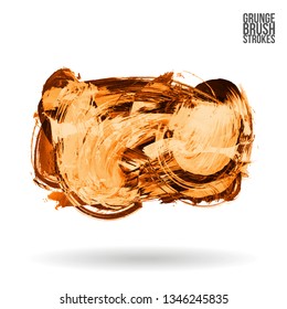 Orange brush stroke and texture. Grunge vector abstract hand - painted element. Underline and border design.