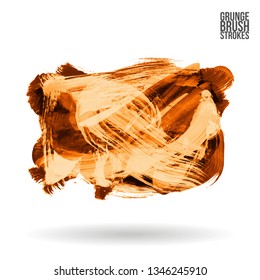 Orange brush stroke and texture. Grunge vector abstract hand - painted element. Underline and border design.