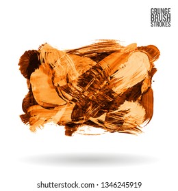 Orange brush stroke and texture. Grunge vector abstract hand - painted element. Underline and border design.