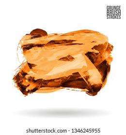 Orange brush stroke and texture. Grunge vector abstract hand - painted element. Underline and border design.