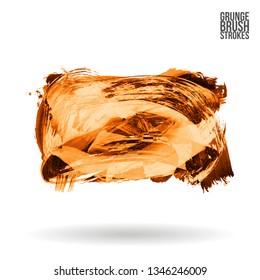 Orange brush stroke and texture. Grunge vector abstract hand - painted element. Underline and border design.