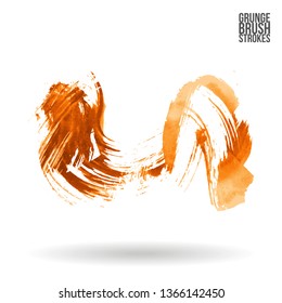 Orange brush stroke and texture. Grunge vector abstract hand - painted element. Underline and border design.