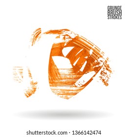 Orange brush stroke and texture. Grunge vector abstract hand - painted element. Underline and border design.