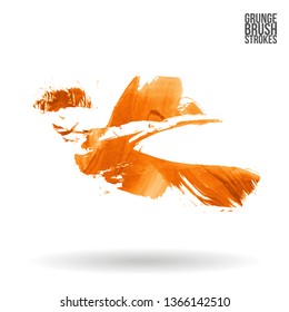 Orange brush stroke and texture. Grunge vector abstract hand - painted element. Underline and border design.