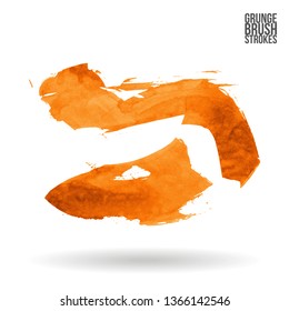 Orange brush stroke and texture. Grunge vector abstract hand - painted element. Underline and border design.