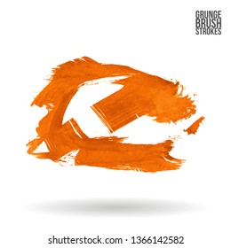 Orange brush stroke and texture. Grunge vector abstract hand - painted element. Underline and border design.