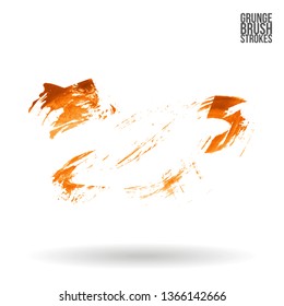 Orange brush stroke and texture. Grunge vector abstract hand - painted element. Underline and border design.