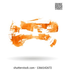 Orange brush stroke and texture. Grunge vector abstract hand - painted element. Underline and border design.