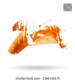 Orange brush stroke and texture. Grunge vector abstract hand - painted element. Underline and border design.