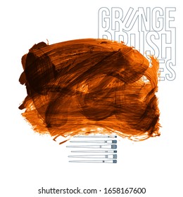 Orange brush stroke and texture. Grunge vector abstract hand - painted element. Underline and border design.