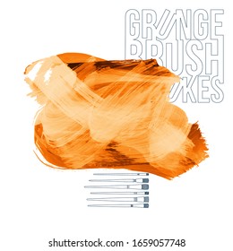 Trazo y textura de pincel naranja. Grunge vectorial abstracto de la mano - elemento pintado. Diseño de subrayado y borde.
