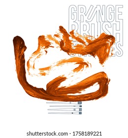 Trazo y textura de pincel naranja. Grunge vector abstracto mano - elemento pintado. Diseño de subrayado y borde.
