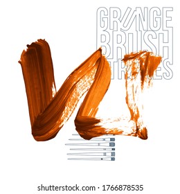 Trazo y textura de pincel naranja. Grunge vector abstracto mano - elemento pintado. Diseño de subrayado y borde.