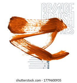 Trazo y textura de pincel naranja. Grunge vector abstracto mano - elemento pintado. Diseño de subrayado y borde.