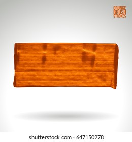 Orange brush stroke and texture. Grunge vector abstract hand - painted element. Underline and border design.