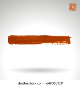 Orange brush stroke and texture. Grunge vector abstract hand - painted element. Underline and border design.