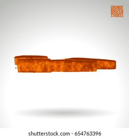 Orange brush stroke and texture. Grunge vector abstract hand - painted element. Underline and border design.