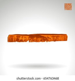 Orange brush stroke and texture. Grunge vector abstract hand - painted element. Underline and border design.