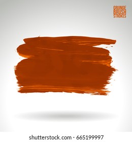 Orange brush stroke and texture. Grunge vector abstract hand - painted element. Underline and border design.