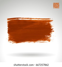 Orange brush stroke and texture. Grunge vector abstract hand - painted element. Underline and border design.
