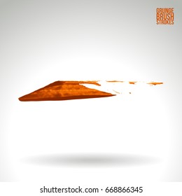 Orange brush stroke and texture. Grunge vector abstract hand - painted element. Underline and border design.