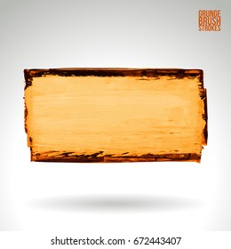 Orange brush stroke and texture. Grunge vector abstract hand - painted element. Underline and border design.