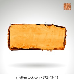 Orange brush stroke and texture. Grunge vector abstract hand - painted element. Underline and border design.