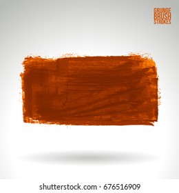 Orange brush stroke and texture. Grunge vector abstract hand - painted element. Underline and border design.