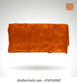 Orange brush stroke and texture. Grunge vector abstract hand - painted element. Underline and border design.