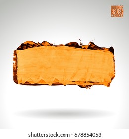 Orange brush stroke and texture. Grunge vector abstract hand - painted element. Underline and border design.