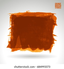 Orange brush stroke and texture. Grunge vector abstract hand - painted element. Underline and border design.