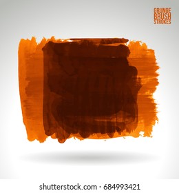 Orange brush stroke and texture. Grunge vector abstract hand - painted element. Underline and border design.