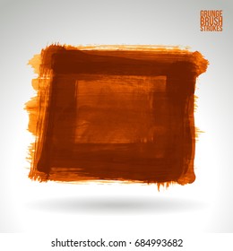 Orange brush stroke and texture. Grunge vector abstract hand - painted element. Underline and border design.