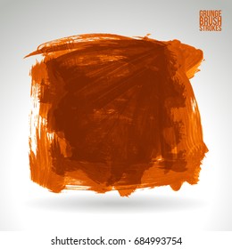 Orange brush stroke and texture. Grunge vector abstract hand - painted element. Underline and border design.